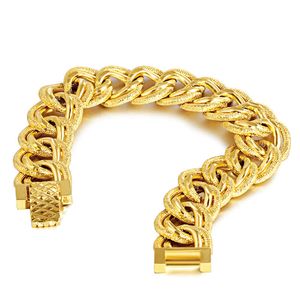 men's Dubai style 24k gold plate Link, Chain Bracelets NJGB110 fashion wedding gift men yellow gold plated bracelet