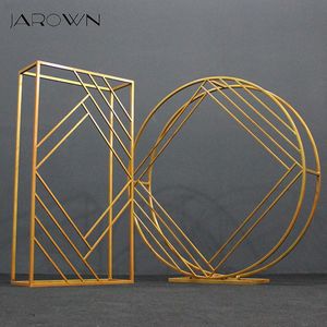 Party Decoration JAROWN Cuboid Diamond Wedding Arch Round Flower Stand Praty Backdrop Wrought Iron Geometric Square Frame Screen