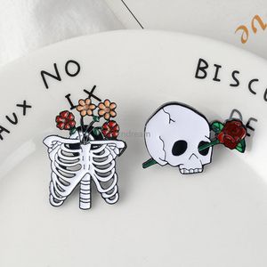 Love Flower Rose Skull Brooch Brooch Pins Enamel Lapel Pin for Women Men Top Dress Cosage Fashion Jewelry Will and Sandy