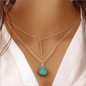 Multi-layer drop Tibetan silver turquoise Pendant Necklaces fashion gift national style women men's DIY necklace pendants