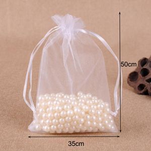 100pcs/lot 35x50cm (14''x20'') 22 Colors Large Size Big Organza Bags Drawstring Pouches For Christmas Wedding Gift Packaging Bag