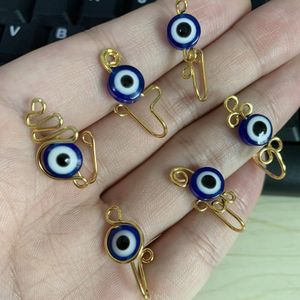 Burun Manşet Spiral Sahte Piercing Burun Halkası Nazar Bakır Kulak Hoop Septum Burun Klip Nariz Piercing Yüzük Saplama Takı