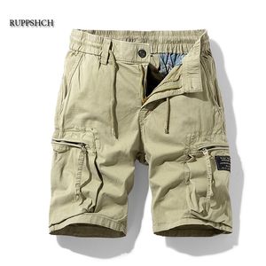 Ruppshch Mężczyźni Letni Dorywczo Outdoor Wojskowy Kieszonkowy Spodnie Cargo Spodenki Moda Twill Bawełna Kamuflaż 210713