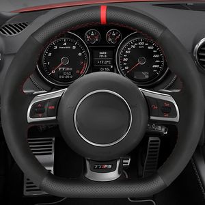 Capa de volante de carro preto camurça de couro genuíno para audi ttrs 2009-2014 R8 2010-2015 Rs3 (8p) 2011-2014 RS6 2008-2010