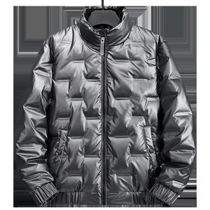 Solid glänsande vinterjacka män höst ner tjocka jackor parka geometri herrkläder överdimensionerade varma kappor kläder 210524