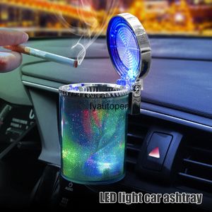 Auto Car LED Light Cylinder Ashtray Containerhållare Storage Cup Anti-soot Läckage