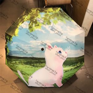 Cat Pattern Umbrellas Hipster Automatic Folding Designer Umbrellas Top Quality Outdoor Travel Luxury Multifunction Sun Umbrellas