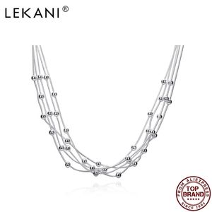 Línea De Joyería Con Cuentas al por mayor-Lekani Five Line Light Beads Unisex Blanco Collares para Mujeres Hombres Cadenas Sencillas Collar Aniversario Moda Joyería Listado
