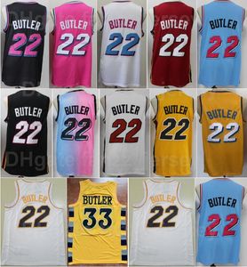 Jimmy Butler Basketballtrikot 22, alle Nähte, Teamfarbe, Schwarz, Rot, Weiß, Blau, Gelb, für Sportfans, atmungsaktiv, reine Baumwolle, hervorragende Qualität, zum Verkauf, Herren