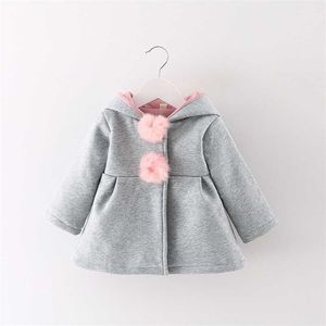 Bebek Sonbahar Bahar Ceket Çocuk Kız Ceket Toddler Tavşan Kulak Hoodies Pamuk Tops 4Yar Çocuk Giyim Çocuk Giysileri Kız 211204