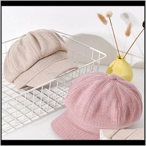 Stingy Brim Hats、スカーフグローブファッションAessorieswomen GirlsコットンSBoy Caps Ladies Gatsby Cap Octagonal BakerピークベレットドライブハットF