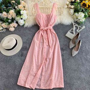 Bohemian Dress Women's Summer Sweet Ruffled Slim Fit Vestidos Vintage Tunga Broderier Rem Fashion Bandage Dresses 210519