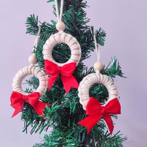 Juldekorationer Joy Themed Wreath Mini Stickad Charm Tree Hängande Craft Ring Hoop Easter Wedd