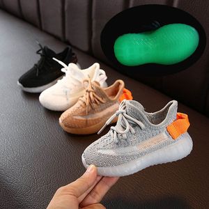 best selling Kids Sneakers Glow in the dark Clay Black White Mesh Shoes for Boys Girls Teens Breathable Children Running Eur 22-35