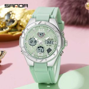 Sanda 패션 여성 스포츠 시계 군사 방수 시계 아날로그 디지털 시계 숙녀 시계 캐주얼 Relogio Feminino 6062 G1022