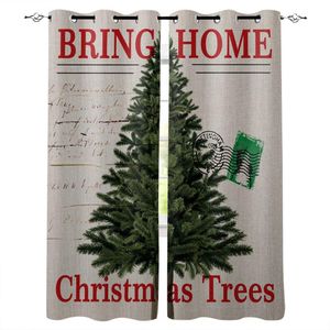 Curtain & Drapes Merry Christmas Retro Tree Stamp Curtains For Kids Boy Girl Bedroom Living Room Cortinas Custom Drape Kitchen Window