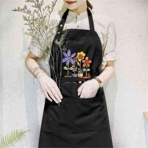 Creative apron tea shop cotton manicure overalls female waterproof kitchen florist 210629