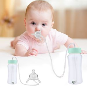 300ml Baby Feeding Bottle Kids Cup PP Water Bottle With Straw Sippy Children Training Cute Drinking Hands-free Bottle Newborn 220311