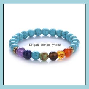 Jewelry Seven Chakras Bracelets Volcanic Stone Hand Beads Energy Yoga Mens White Pine Tiger Eye Bracelet Beaded, Strands Drop Delivery 2021