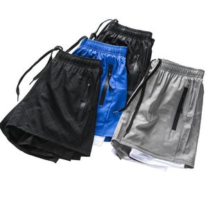 Running Shorts Summer Fake dwuczęściowe męskie suwakowe spodnie Szybka sucha fitness Podwójna warstwa koszykówki