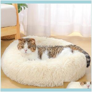 Houses Kennels Aessories Supplies Home Gardenluxury Long Plush Dounts Basket Calming Hondenmand Pet Kennel Cats House Shag Vegan Fur Donut C