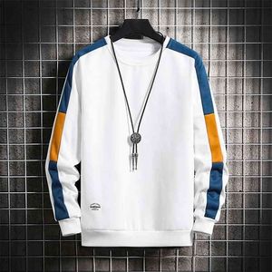 Long Sleeve Harajuku Sweatshirts Men Fashion 6 Color Hoodie Mens Casual O-Neck Patchwork Sweatshirt for Young Men 210728