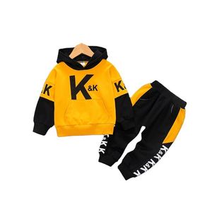 İlkbahar Sonbahar Çocuk Moda Giyim Bebek Erkek Kız Hoodies Pantolon 2 Adet/takım Çocuklar Bebek Giyim Bebek Rahat Eşofman 210825