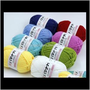 Yarn Clothing Fabric Apparel Drop Delivery 2021 4-Strand Korean Combed Milk Cotton Medium Coarse Wool Hand Diy Knitting Material Bag Crochet