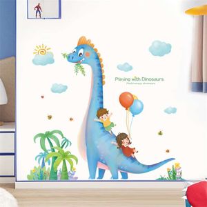 Большой мультфильм наклейки на стену динозавров для детской комнаты детская спальня стены декор съемные виниловые PVC наклейки стены украшения дома 210929