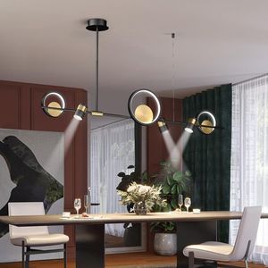 Żyrandole Nordic czarny żyrandol oświetlenie jadalni kuchnia restauracja kreatywna lampa wisząca wyspa bar biurowa pasek LED wyposażenie domu