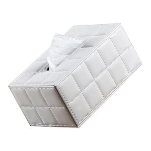 Tissue Boxes Servetten Simple PU Box Rectangle Papieren Handdoekhouder Desktop Servet Opslagcontainer voor Thuiskantoor (maat S, White)