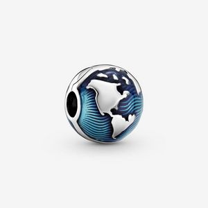 Gioielli firmati Bracciale in argento 925 Charm Bead fit Pandora Blue Globe Clip Slide Bracciali Perline Charms stile europeo Perline Murano