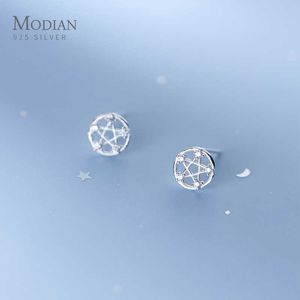 Proste migotanie Cyrkon Starshine Anti-Allergy 925 Sterling Silver Stud Kolczyki dla kobiet Korea Styl Fine Jewelry 210707