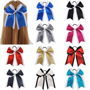 2021 nuovo 7 pollici moda paillettes cheerleader fiocco per capelli glitter nastro in grosgrain archi fascia elastica coda di cavallo supporto per capelli per ragazze e donne