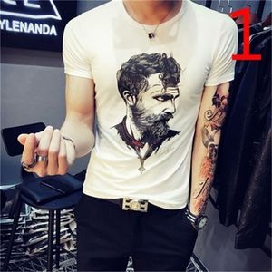 Marca Marca de Manga Curta Verão Tendência Meio Listrado Juventude V-Pescoço T-shirt Slim selvagem Algodão 210420