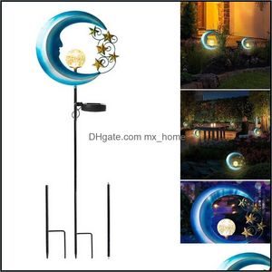 Patio decorazioni, prato per la casa giardensolare Energia Moon Crackle Globe Globe Metal Lights Solar Pathway Giardino Decorativo per BA all'aperto