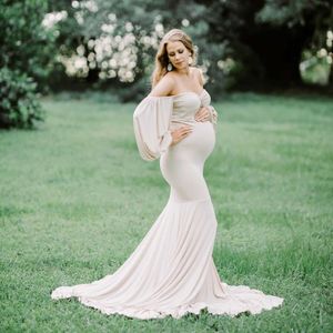 Koronki Sukienki Macierzyńskie na zdjęcia Smokingowe Długie Suknie V-Neck Ciąża Photoshoot Suknie Maternity Suknie do fotografii Luksusowe X0902