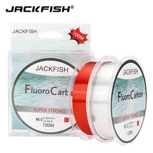 2PC Jackfish 100m Fluorocarbon Fishing Linia Red/Clear Dwa kolory 4-32LB Włókna Włókna Linia wędkarska PESCA W220307