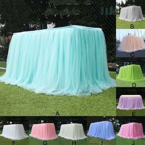 Tutu Tulle Table Skirt Elastic Mesh Tulle Tablecloth Tableware Dining Table Decoration For Wedding Party Home Textile Accessory 201007