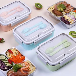 Lunch Box portatile Picnic Bento Scatole per pasti a 2/3 scomparti con posate per bambini Contenitore per alimenti per adulti