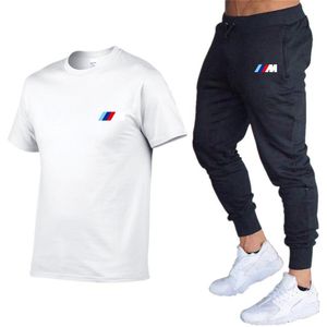 デザイナー 2021New BMW M メンズ夏のトラックスーツレジャーセット Tシャツ + パンツ 2 枚カジュアルファッション男性スポーツウェアジムブランド服スウェットスーツ