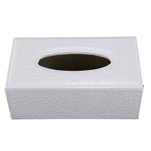 Tissue Boxes & Napkins FashionDurable Home Car Rectangle PU Leather Box Paper Holder Case Cover Napkin(white Crocodile Grain)