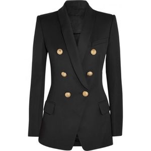 HIGH STREET Modedesigner-Blazer für Damen, langärmelig, zweireihig, Metall-Löwenknöpfe, Oberbekleidung 210521