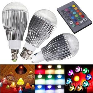 Wholesale remote control led bulbs resale online - Bulbs Dimmable W W RGB LED Bulb AC85 V GU10 E14 B22 Color Changeable Lamp With IR Remote Control