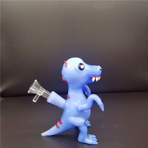 Azul dinossauro plataformas de óleo fumar bong dólar mini atacado waterpipes wondefull meninas babaca