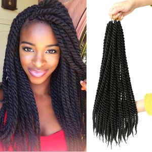 Trança de cabelo senegalês 18/22 polegadas 30 raízes/pcs trança sintética extensão de cabelo crochê preto vermelho LS23