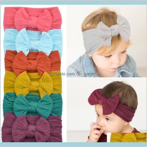 Flickor pannband baby bowknot turban flicka solid mjuk headwraps barn boutique prinsessan nylon mode po hår tillbehör 61mnu l8znl