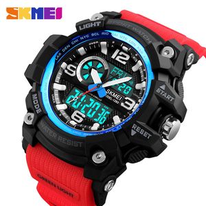 SKMEI Sport Watch Men Fashion Multi-function Chronograph 5Bar Waterproof Quartz Dual Display Wristwatches relogio masculino 1283 X0524
