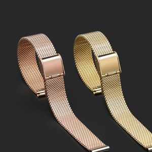 Zespół Zespołów Rose Gold Milanese Ze Stali Nierdzewnej Ze Stali Nierdzewnej 14mm Mediolan Watchband Kobiety Bransoletka Metal Pasek dla Slim