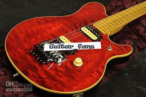 Musik Man Axis Eddie Edward Van Halen Electric Gitarr Red Flame Maple Top, Floyd Rose Tremolo Bridge, Lås mutter, Vintage Tuners, Zebra Pickup